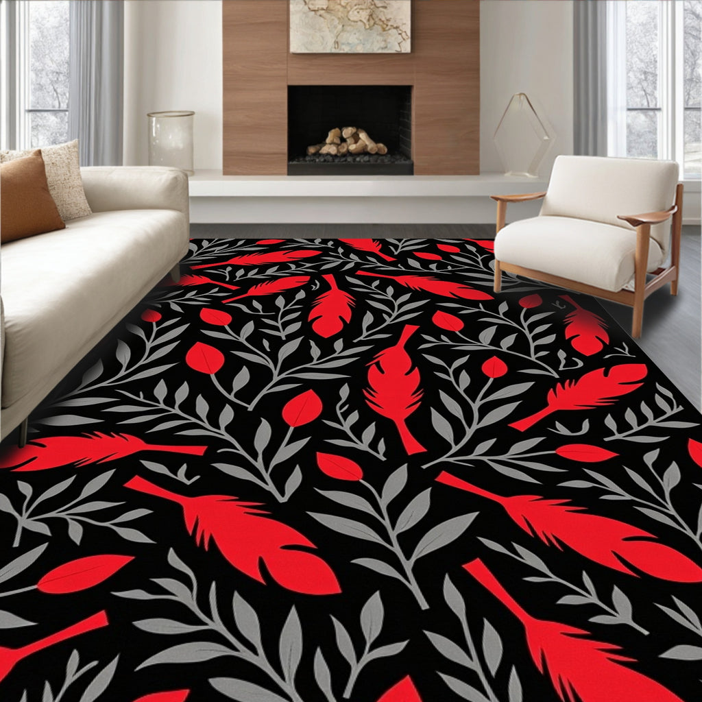 Red Feather Botanical Shadow Rug