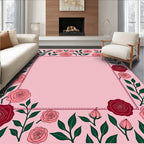 Pink Rose Vine Border Rug
