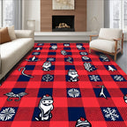 Red Blue Buffalo Plaid Christmas Cheer Rug