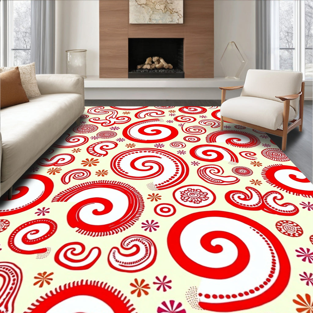 Crimson Swirls And Curlicues Rug