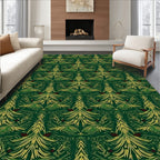 Vintage Green Pine Tree Medallion Rug