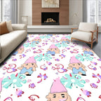 Whimsical Gnome Teal Flower Bloom Rug