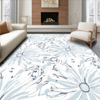 Soft Blue Daisy Floral Swirls Rug