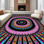 Vibrant Pink Burst Mandala Rug
