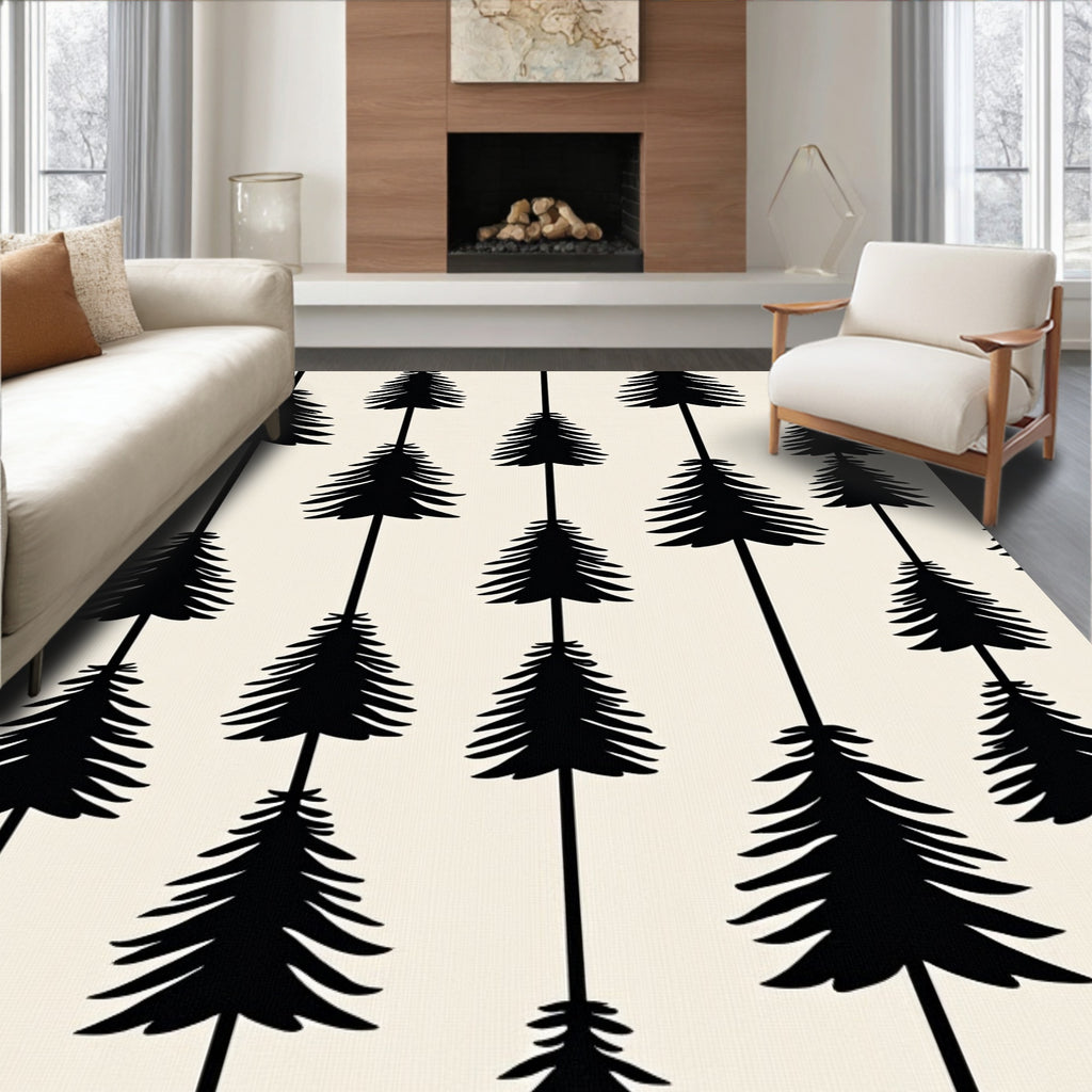 Black Pine Trees Vertical Repeat Rug