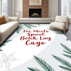 Winter Pine Evergreen Snowflake Garland Rug