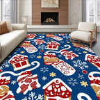 Festive Red Gingerbread Snow Flake Rug
