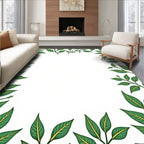 Lush Green Leafy Vine Border Rug