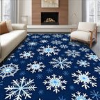 Wintertime Snowflake Navy Blue Rug