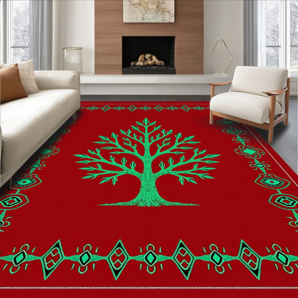 Crimson Tree Eye Border Rug