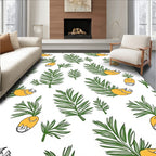 Tropical Green Palm Leaf Pineapple Rug