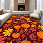 Autumn Pumpkin Leaf Collage Rug