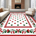Classic Red Green Floral Medallion Rug