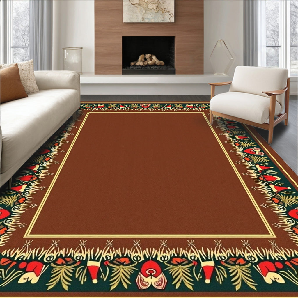Red and Green Festive Border Rug