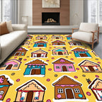 Gingerbread Houses Candy Swirl Background Rug