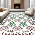 Lacy Burgundy Green Snowflake Garland Rug
