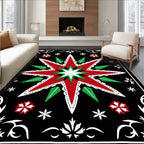 Bold Red Starburst Festive Ornament Rug