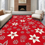 Crimson White Floral Scatter Garden Rug