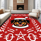 Festive Red Christmas Dog Artwork Rug