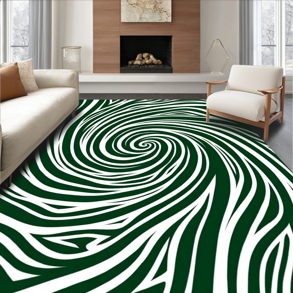 Emerald White Swirl Stripe Rug
