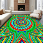 Vibrant Psychedelic Geometric Mandala Rug