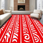Bold Red Swirling Branches Rug