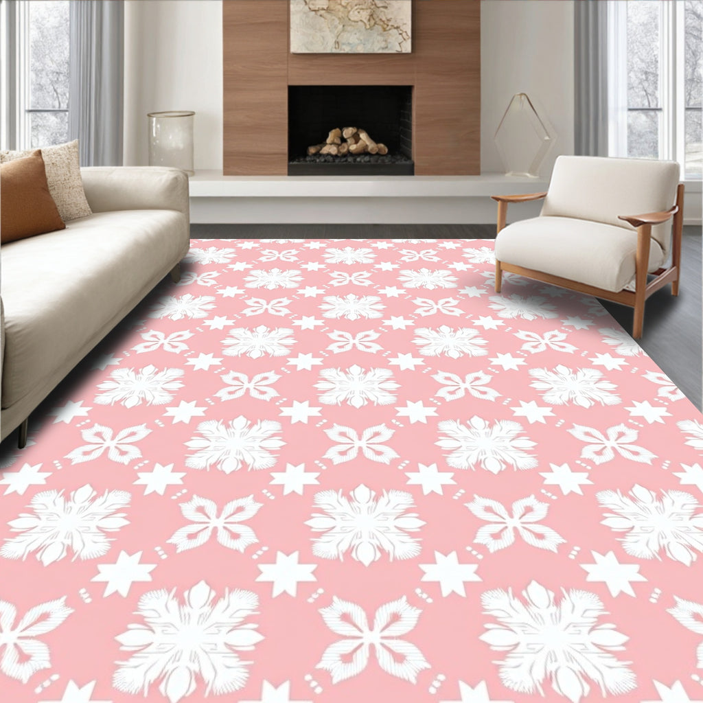 Blush Pink Floral Star Medallion Rug