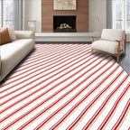 Crimson White Diagonal Ribbon Rug