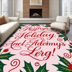 Red Holly Berries Swirl Christmas Rug
