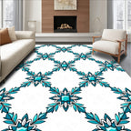 Aqua Gemstone Floral Lattice Rug
