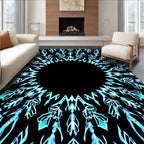 Abstract Ice Blue Radial Crests Rug