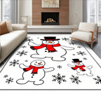 Whimsical Snowman Family Snowflake Play Rug