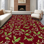 Crimson Vine Calligraphy Garden Rug