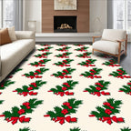 Festive Holly Berry Evergreen Bow Arrangement Rug