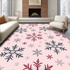 Deep Red Gray Snowflake Cluster Rug