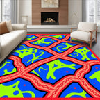 Vibrant Blue Abstract Organic Forms Rug