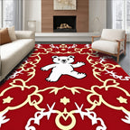 Crimson white bear floral medallion Rug
