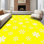 White Snowflake Fall Bright Yellow Rug