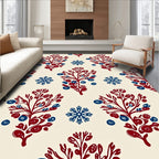 Crimson Blue Berry Branch Stars Rug