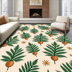 Golden Orb Palm Frond Medallion Rug