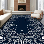 Celestial Navy White Swirls Moon Stars Rug