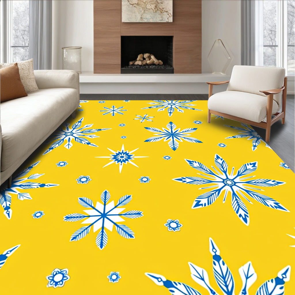 Golden Yellow Snowflake Meadow Rug