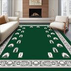 Emerald Green Tribal Crest Square Rug