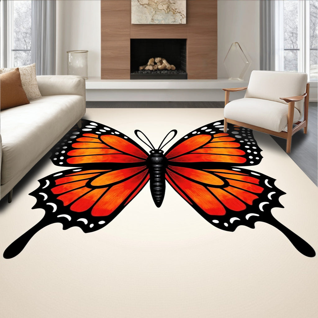 Vibrant Orange Monarch Butterfly Wings Rug