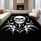 Black White Skull Tribal Burst Rug