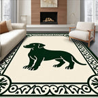 Dark Green Dog Framed Illustration Rug