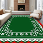 Red Green White Floral Bordered Rug