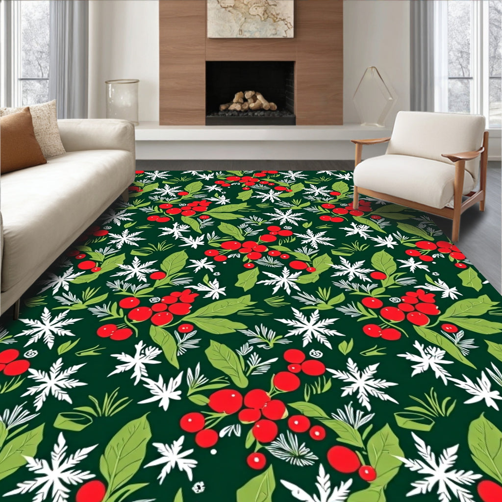 Winter Berry Snowflake Garland Rug