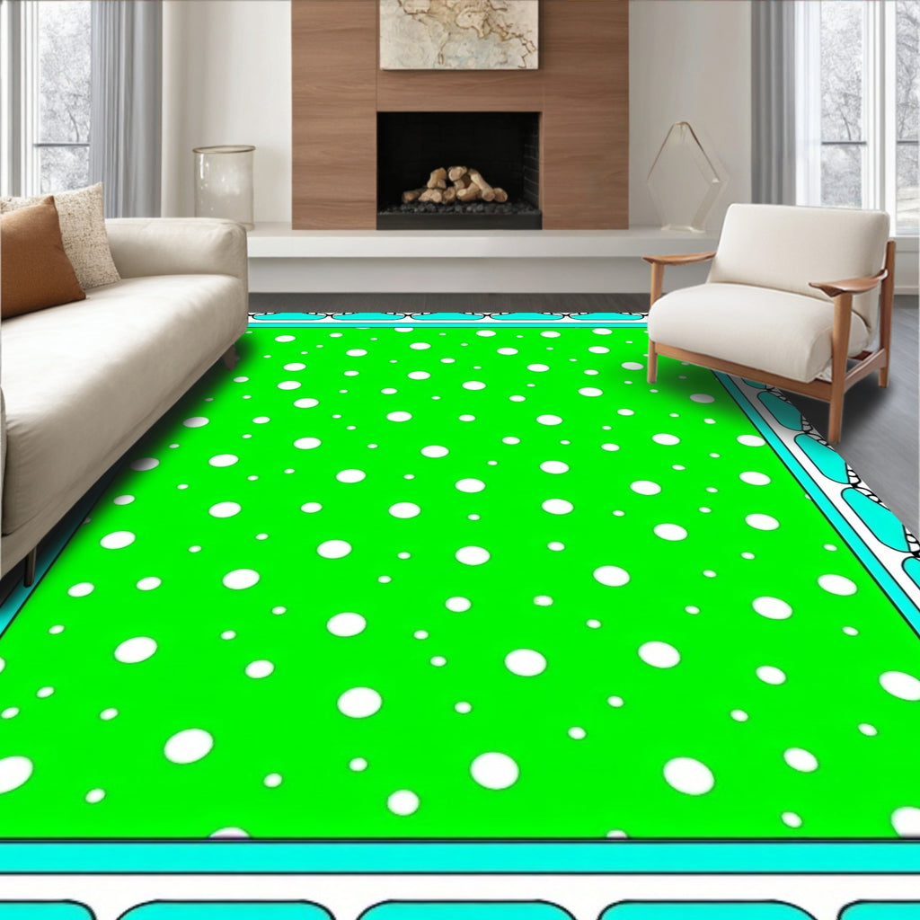 Vibrant Lime Polka Dot Inlay Rug