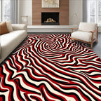 Bold Red Black Swirling Lines Rug